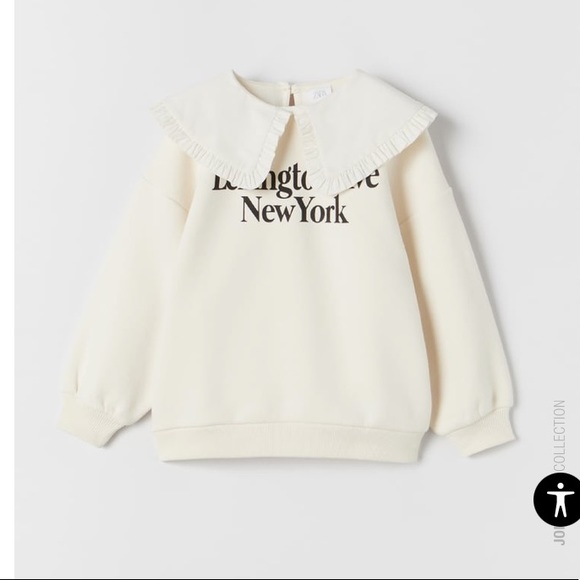 New! Zara Kids Bib Collar Sweatshirt - Picture 1 of 7